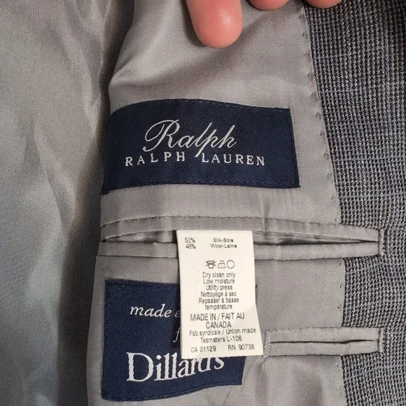 Ralph Ralph Lauren Silk Wool Blazer Men 44 Plaid Blue 2 Button Sport Coat 1 Vent